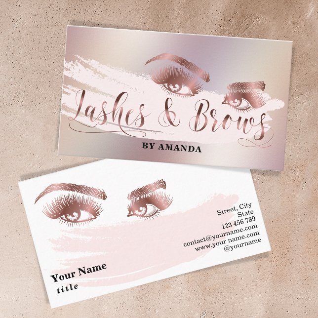 Tarjeta De Visita Makeup Lash Eyebrow Eyes Lazas Brows Rosa Oro (Subido por el creador)