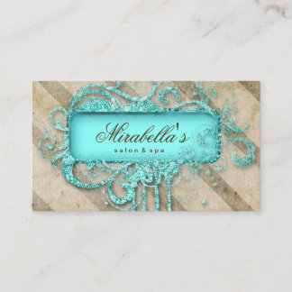 Tarjeta De Visita Makeup Nail Salon Vintage Stripes Purpurina Grunge