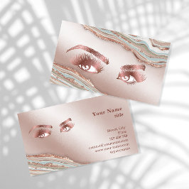 Tarjeta De Visita Makeup Ojos De Ojos Lazas Rosa Oro Mármol Buscador