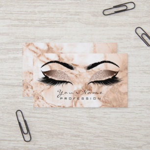 Tarjeta De Visita Makeup Ojos Lazas Purpurina Rosa Marble Eyebrow Lu