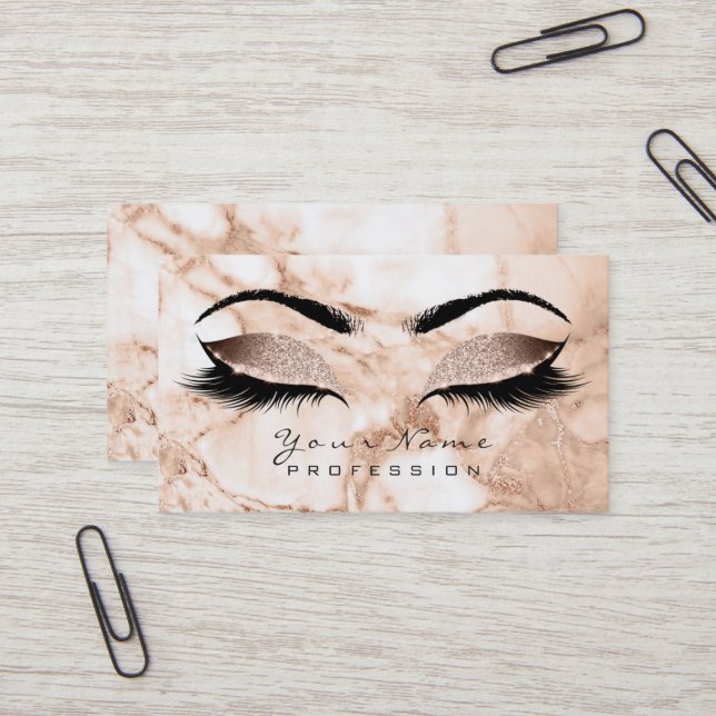 Tarjeta De Visita Makeup Ojos Lazas Purpurina Rosa Marble Eyebrow Lu (Anverso/Reverso In Situ)
