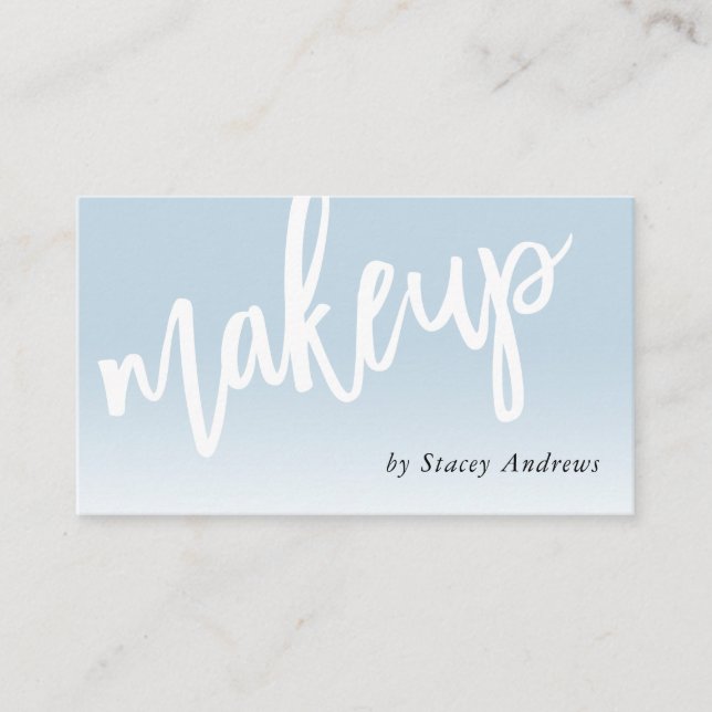 Tarjeta De Visita MAKEUP OMBRE FADE lindo cepillo con letras azul pá (Anverso)