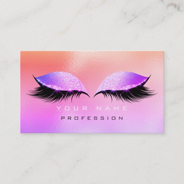 Tarjeta De Visita Makeup Oyes Lazas Purpurina Glass Pink Ombre Miami (Anverso)
