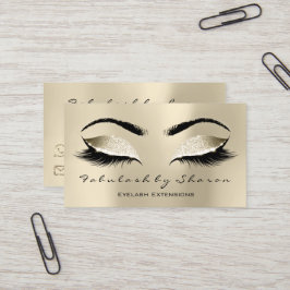 Tarjeta De Visita Makeup Purpurina Champaigne  de extensión de pesta