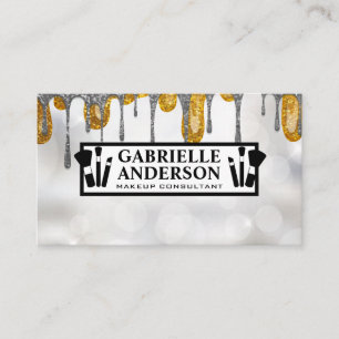 Tarjeta De Visita Makeup Purpurina Drip   Artista de maquillaje