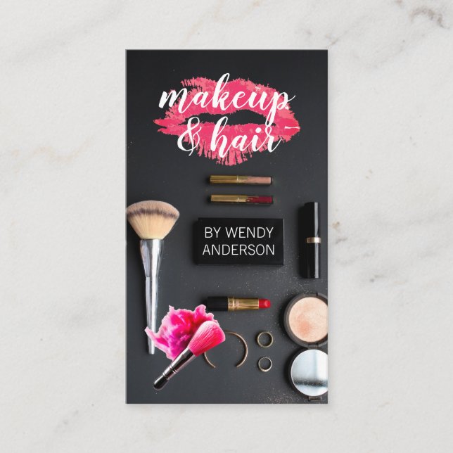 Tarjeta De Visita Makeup y Hair Stylist | Salon Brushes (Anverso)