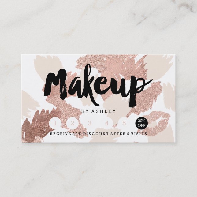 Tarjeta De Visita Makeuplips subió lealtad de las pinceladas de la (Anverso)