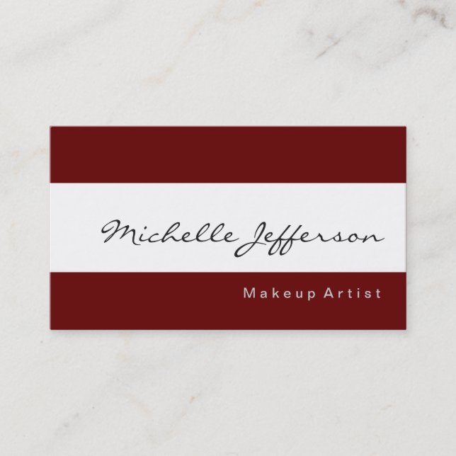 Tarjeta De Visita Makup Artist Simple Red White Business Card (Anverso)