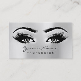 Tarjeta De Visita Makup Eyebrow Eyes Lashes Purpurina SPA Gris plate