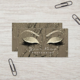 Tarjeta De Visita Makup Eyebrow Eyes Lazas Purpurina Marble Gold