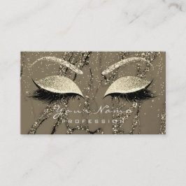 Tarjeta De Visita Makup Eyebrow Eyes Lazas Purpurina Marble Gold