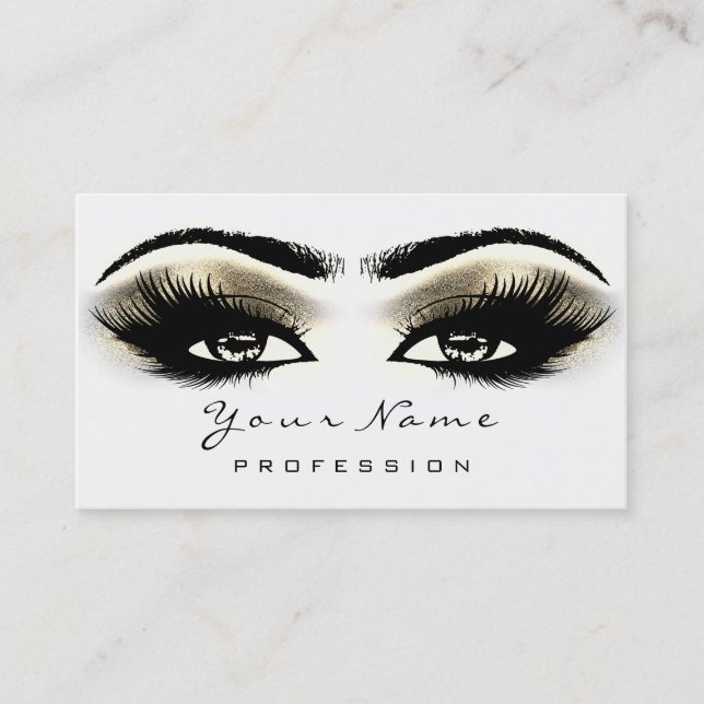 Tarjeta De Visita Makup Eyebrow Eyes Lazas White SPA Gold (Anverso)