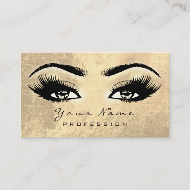 Tarjeta De Visita Makup Eyebrow Eyes Lazea Lux de Oro Marrón (Anverso)