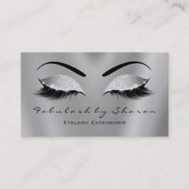 Tarjeta De Visita Makup Eyebrow Lashes Purpurina Black Gray Silver