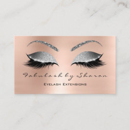 Tarjeta De Visita Makup Eyebrow Lazas Purpurina Gris rosado plateado