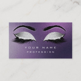 Tarjeta De Visita Makup Eyebrows Lashes Extension Purple Silver