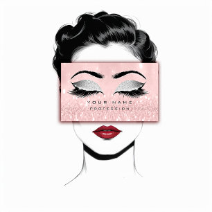 Tarjeta De Visita Makup Eyebrows Lashes Extensión Purpurina rosa