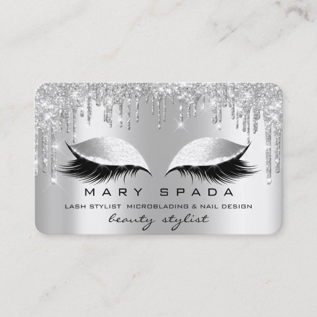 Tarjeta De Visita Makup Eyebrows Lazas Gris Gris Spark Silver (Anverso)