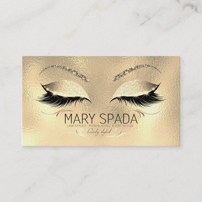 Tarjeta De Visita Makup Eyebrows Lazas Purpurina Diamond Gold Mary (Anverso)