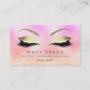 Tarjeta De Visita Makup Eyebrows Lazas Purpurina Diamond Gold Pink