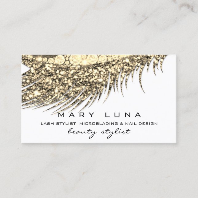 Tarjeta De Visita Makup Eyebrows Lazas Purpurina Oro Blanco Metaliza (Anverso)