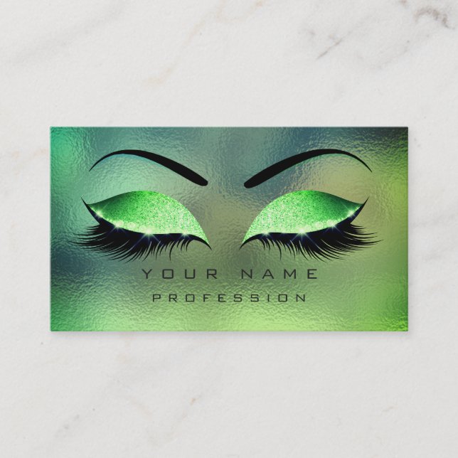 Tarjeta De Visita Makup Ojos azota Purpurina Tropical Green Eyebrow (Anverso)