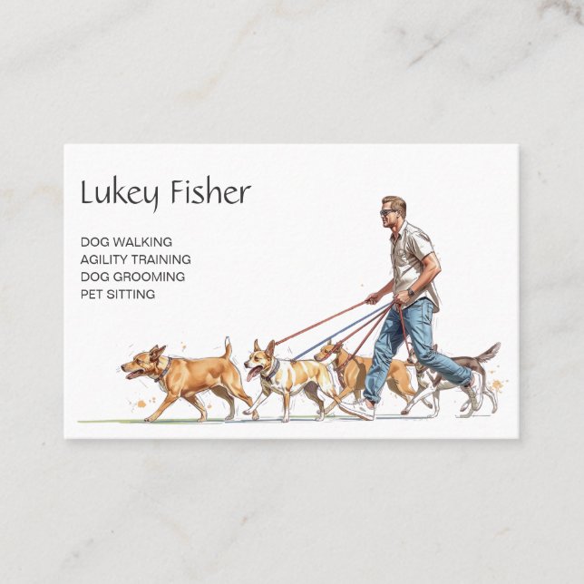 Tarjeta De Visita Male Dog Walker, Trainer, Obedience, Agility (Anverso)