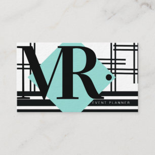 Tarjeta De Visita Malla monocroma abstracta moderna en blanco y negr