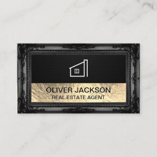Tarjeta De Visita Malla negra de Relieve metalizado dorado Lux   Mar