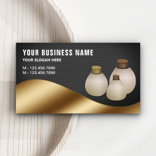 Tarjeta De Visita Malla negra Metálica Oro Aroma Aroma Perfume Botel