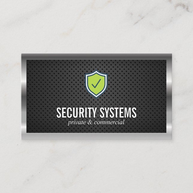 Tarjeta De Visita Malla perforada de borde metálico plateado (Anverso)