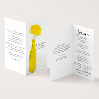 Tarjeta De Visita Mamá amarilla en la oración en memoria del funeral