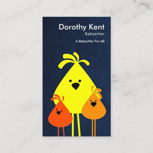 Tarjeta De Visita Mamá divertida linda Bird Babysitting Chicks (Anverso)