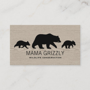 Tarjeta De Visita Mama Grizzly Bear con Cubs Silhouettes Wild