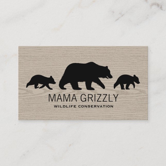 Tarjeta De Visita Mama Grizzly Bear con Cubs Silhouettes Wild (Anverso)