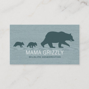 Tarjeta De Visita Mama Grizzly Bear con Cubs Silhouettes Wild