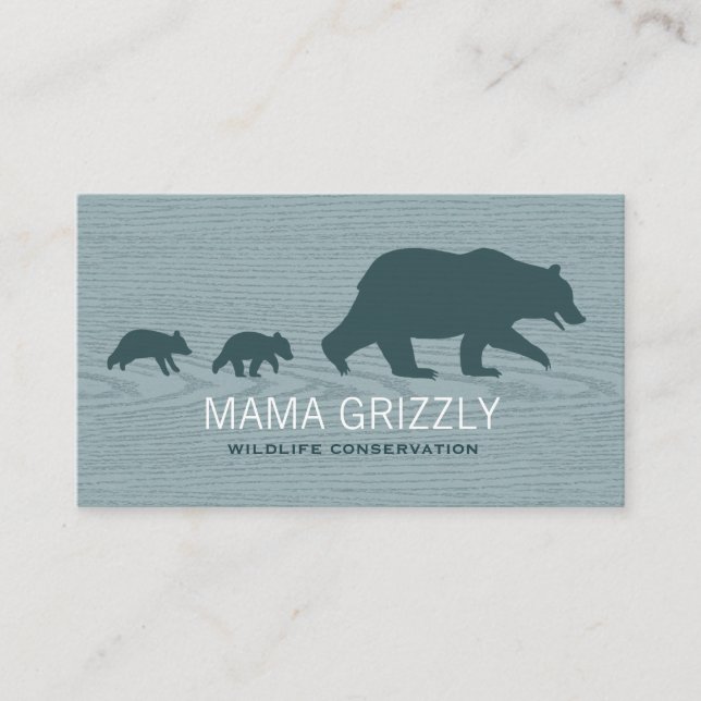 Tarjeta De Visita Mama Grizzly Bear con Cubs Silhouettes Wild (Anverso)