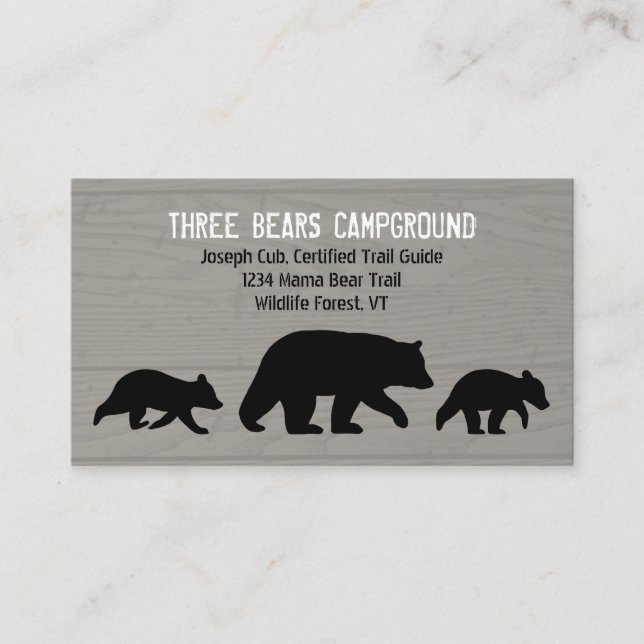 Tarjeta De Visita Mama Oso Negro con Cubs Silhouettes | Vida silvest (Anverso)
