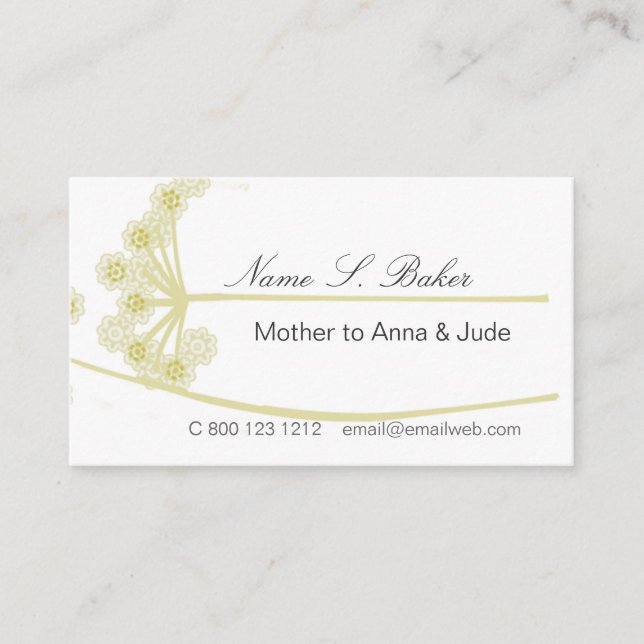 Tarjeta De Visita Mamá profesional moderna floral del Wildflower (Anverso)