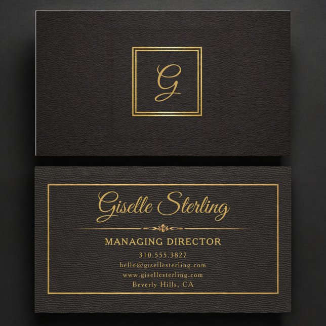 Tarjeta De Visita Managing Director Monogrammed Gold Black (Subido por el creador)