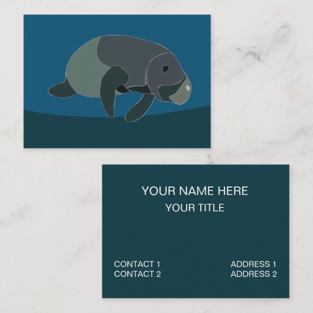 Tarjeta De Visita Manatee Marine Wildlife (Anverso / Reverso)