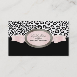 Tarjeta De Visita Mancha de leopardo negra, rosa y blanca de PixDezi