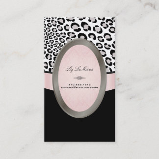 Tarjeta De Visita Mancha de leopardo negra, rosa y blanca de PixDezi
