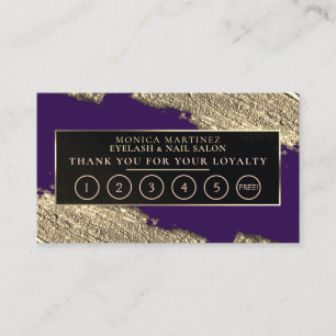 Tarjeta De Visita Mancha de pincel dorado elegante lealtad púrpura