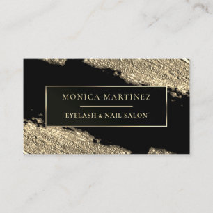 Tarjeta De Visita Mancha de pincel dorado negro elegante