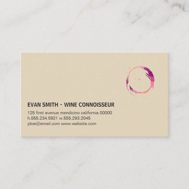 Tarjeta De Visita Mancha de vino colorida (Anverso)