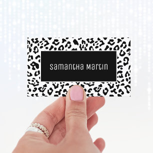 Tarjeta De Visita Manchas de leopardo en blanco y negro femeninas