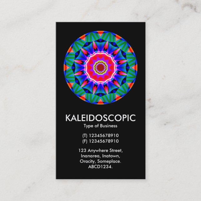 Tarjeta De Visita Mandala 01 de Kaliedoscopic - negro (Anverso)