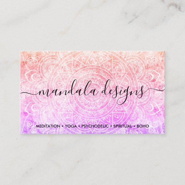 Tarjeta De Visita Mandala Aceites Esenciales Spa Espiritual Bohemio (Anverso)