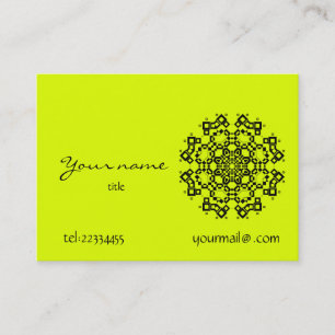 Tarjeta De Visita mandala amarillo fluorescente